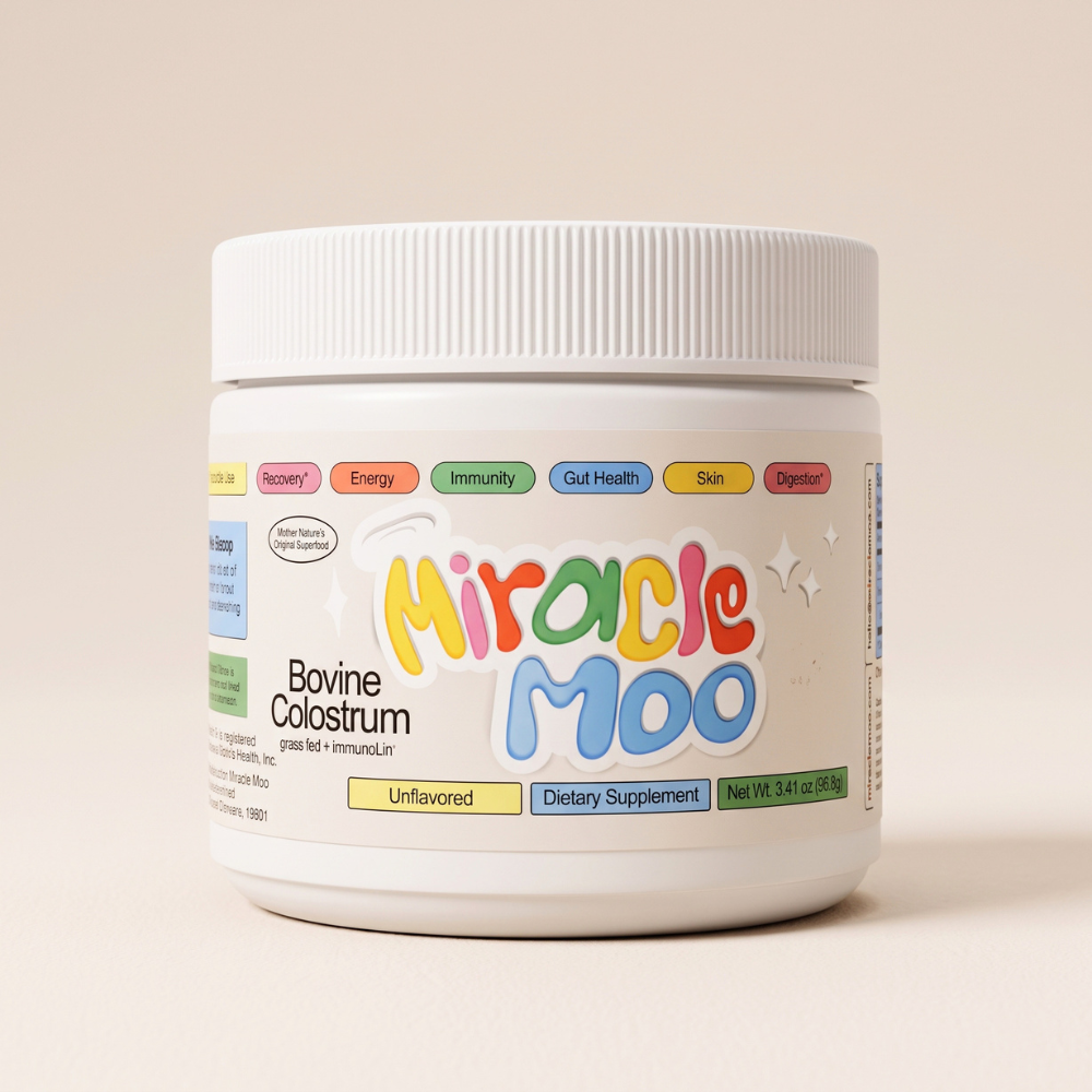 Miracle Moo Premium Grass-Fed Colostrum Powder, Unflavored, 3.81 Ounce – Gut & Immune Support