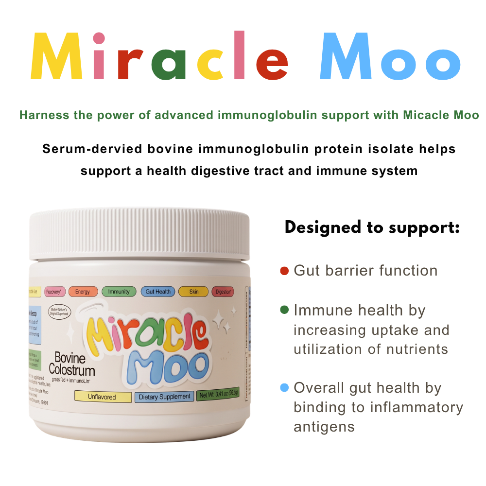 Miracle Moo Premium Grass-Fed Colostrum Powder, Unflavored, 3.81 Ounce – Gut & Immune Support